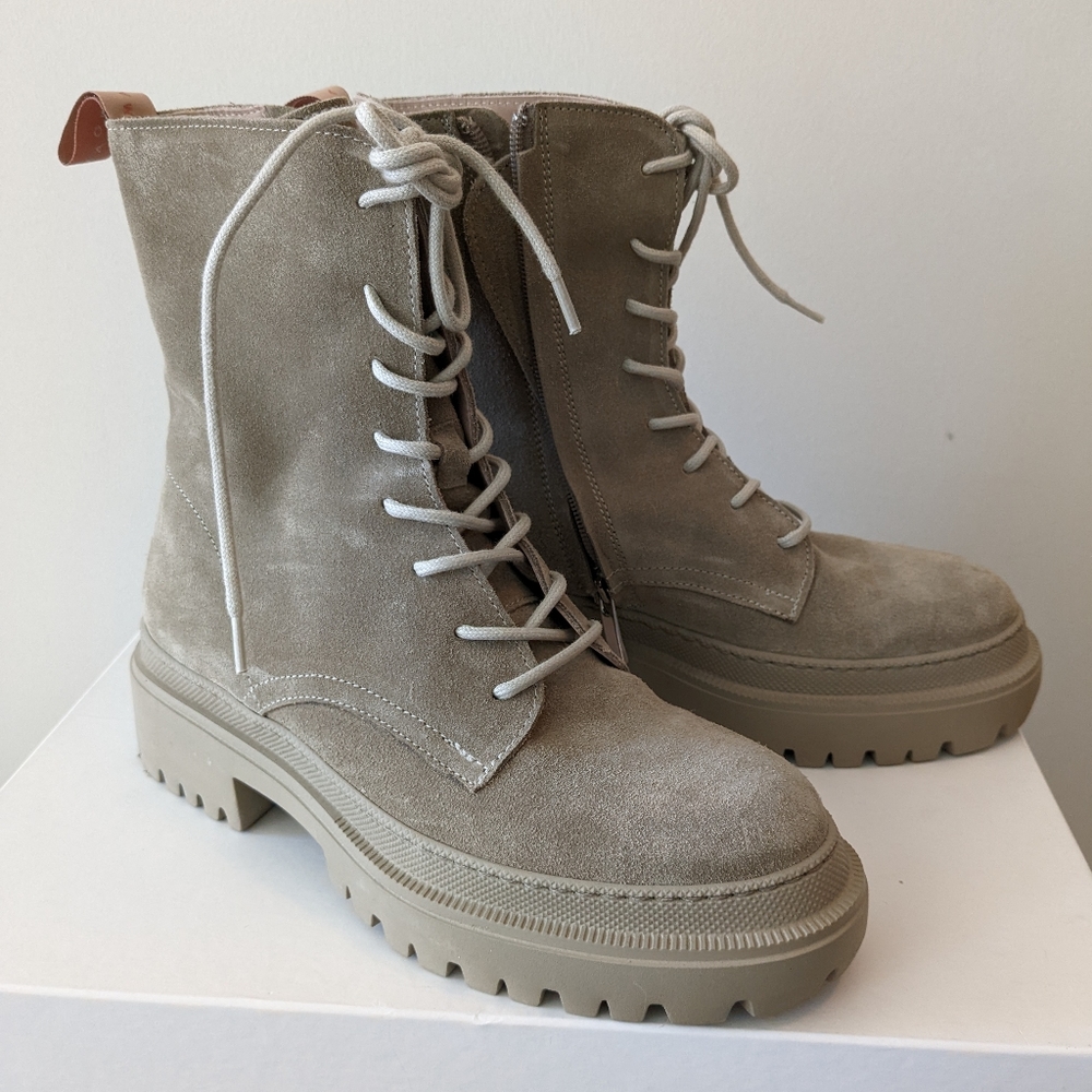 Maguire Belluno Beige Suede Combat Boot